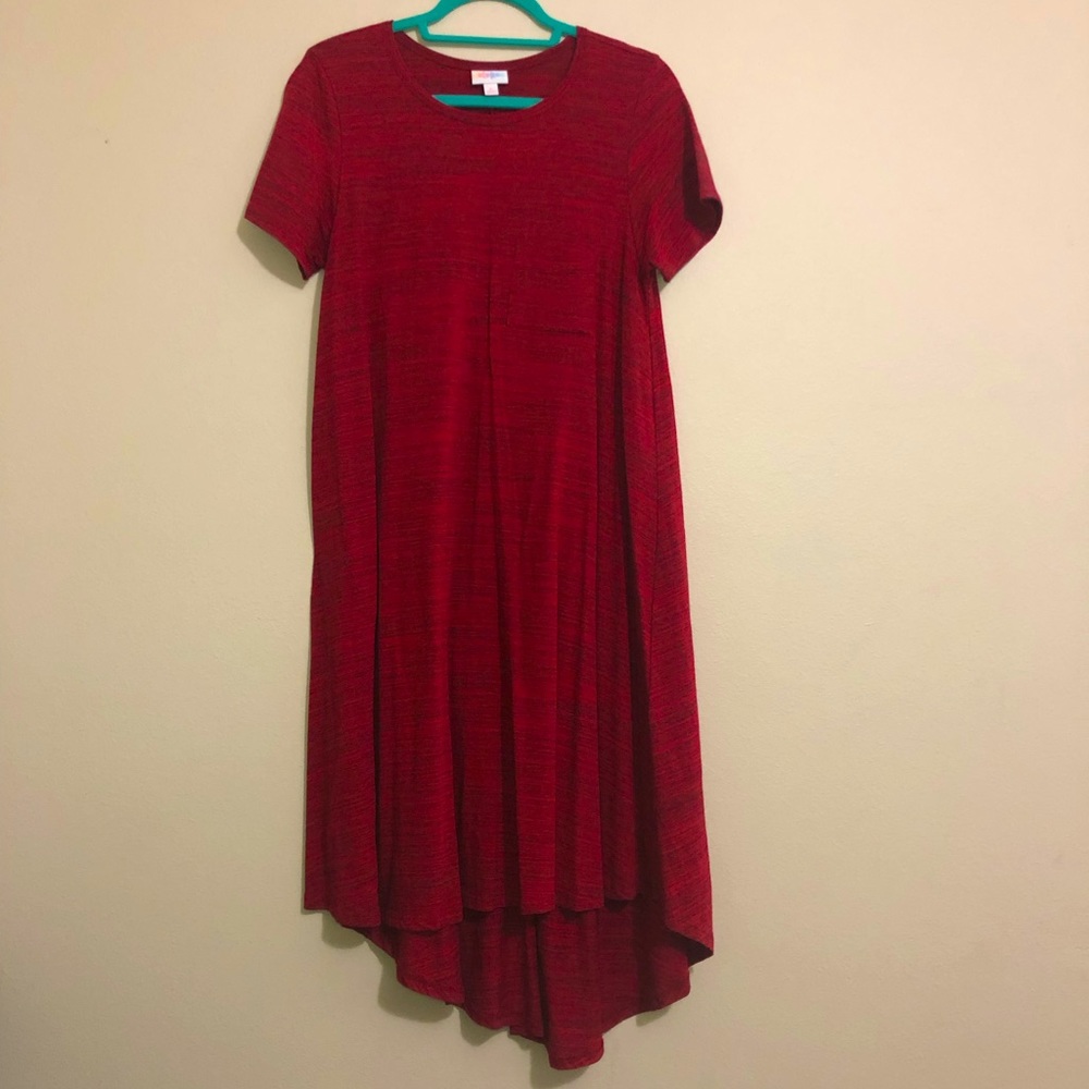 LuLaRoe Black/Red Carly Dress. Size small. Excellent condition.